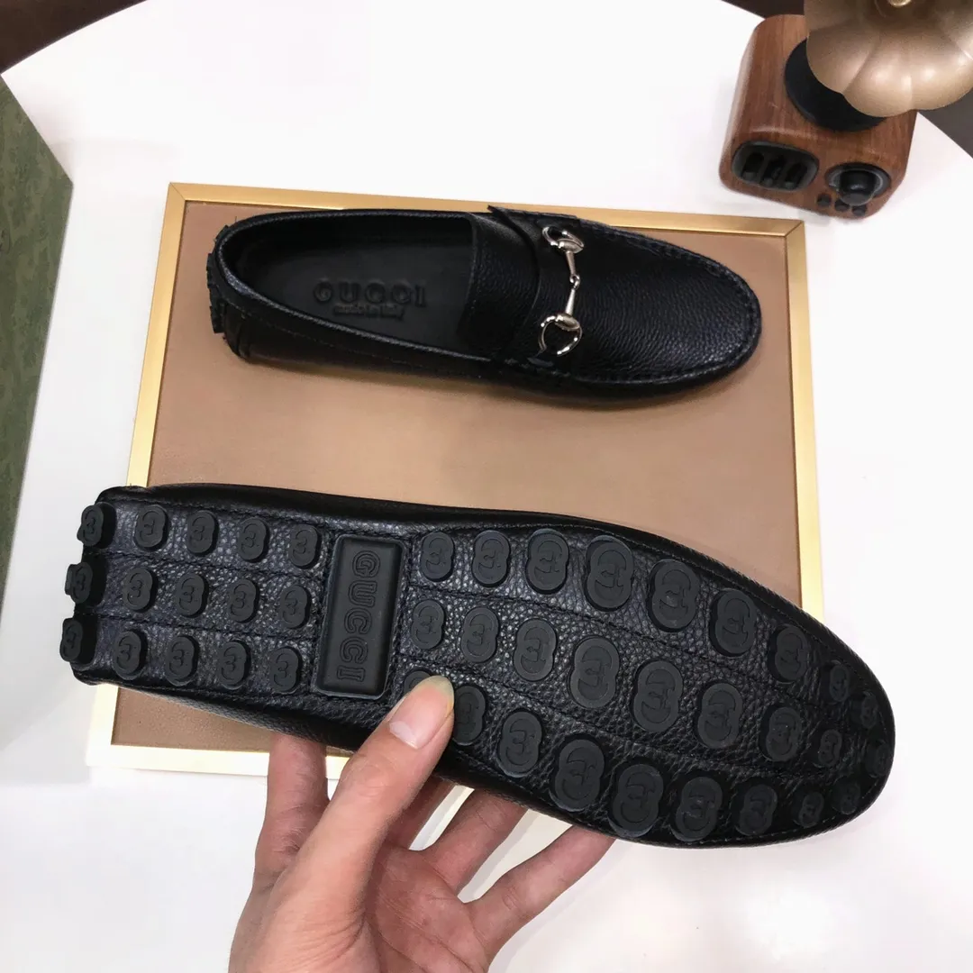 Men's Men's Shoes💰420💰[Gucci GUCCI] (High-end Niuli) New 🍀Gucci*-Gucci Peas Shoes! Made of imported original cowhide, the inner top layer is comfortable cowhide lining! Original wear-resistant rubber outsole! High quality products! Code number 38-44!